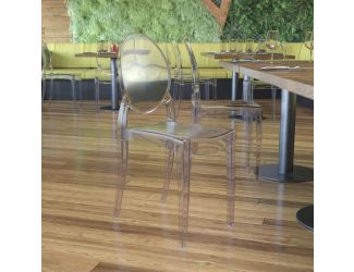 Set of 4 Extra Wide Resin All-Weather Transparent Crystal Ghost Banquet Chairs
