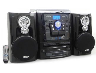 Bluetooth Stereo Turntable, 3 CD Changer, Dual Cassette