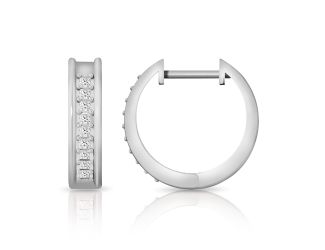 PARIKHS Princess cut Diamond Hoop Earring in 14K White Gold 0.20ct, Color-IJ, Clarity-VS2 SI1