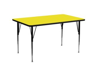 30"W x 72"L Rectangular Yellow HP Laminate Adjustable Activity Table