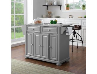 Alexandria Solid Granite Top Kitchen Island In Vintage Grey