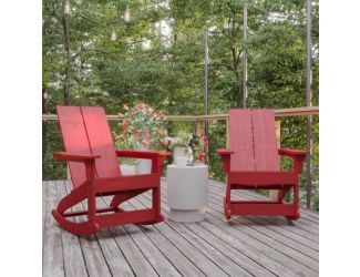 Indoor/Outdoor modern 2-Slat Adirondack Poly Resin Rockers in Red - Set of 2