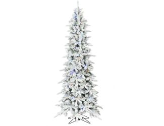 7.5-Ft. Slim Mountain Pine Flocked Christmas Tree with Multicolor LED Lights