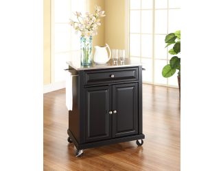 Stainless Steel Top Portable Kitchen Cart in Black Finish