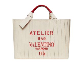 Valentino Garavani 05 Plisse Edition Sac Atelier Large Canvas Tote Bag