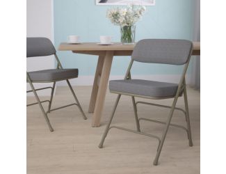 18.5"W Premium Curved Triple Braced Gray Fabric Metal Folding Chair