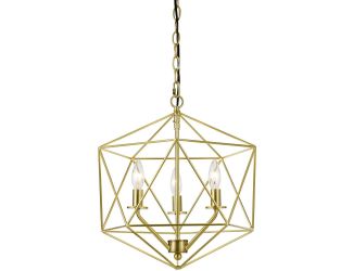 Bellini 3-Light Pendant Chandelier for Hardwire or Plug-In Swag Installation in Brushed Gold