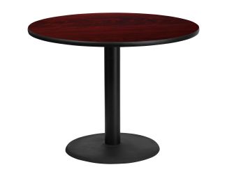 42" Round Mahogany Laminate Table Top with 24" Round Table Height Base