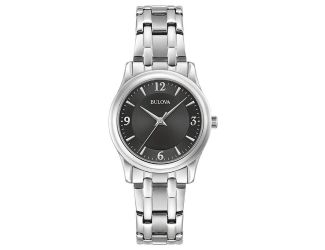 Ladies Corporate Collection Silver-Tone Stainless Steel Watch Black Dial