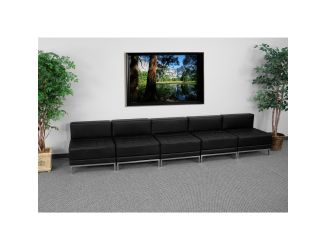 5 Piece Black LeatherSoft Modular Lounge Set with Taut Back and Seat