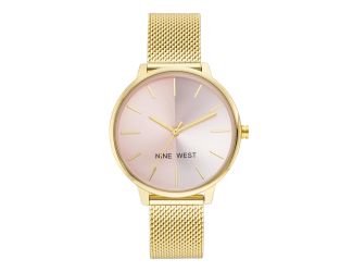 Women's Pink Sunray Dial Mesh Bracelet Watch