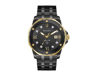 Men's Marine Star Black Ion-Plated Stainless Steel Diamond Watch Black Dial