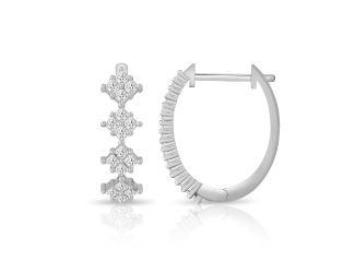 PARIKHS Princess cut Diamond Hoop Earring in 14K White Gold 0.25ct, Color-IJ, Clarity-VS2 SI1