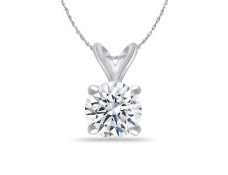 Bright White Round Lab Grown Diamond Pendant in 14K White Gold 1.00ct, Color-FG, Clarity-VS SI