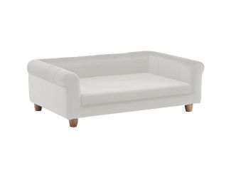 42-In. Elegant Faux-Velvet Rectangle Pet Bed for Medium and Large Dogs, Cream