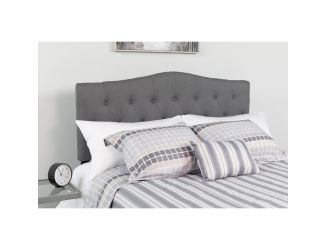 Arched Button Tufted Upholstered Queen Size Headboard in Dark Gray Fabric