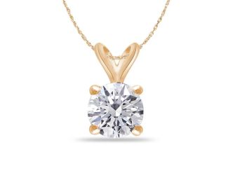 Bright White Round Lab Grown Diamond Pendant in 14K Yellow Gold 0.90ct, Color-FG, Clarity-VS