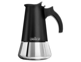 London Sip - Stainless Steel Espresso Maker 6-cup, Matte Black
