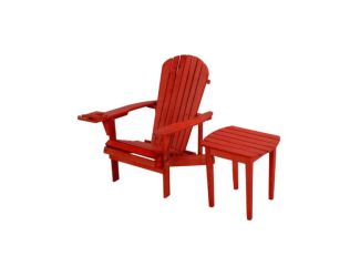 Earth Collection Adirondack Chair w/Phone & Cup Holder & End Table - Red