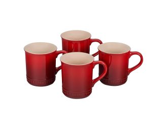 Set of 4 Stoneware Mugs Cerise