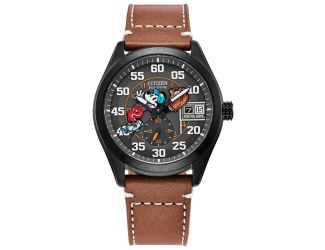 Men's Mickey Sport Brown Leather Strap, Brown dial