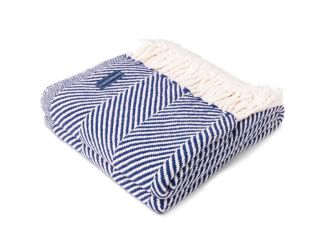 Faribault Mill Monhegan Cotton Throw w/Fringe - Navy