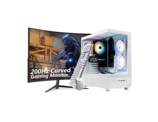 Azure 3 Gaming Tower: White w/ 27" Gaming Monitor