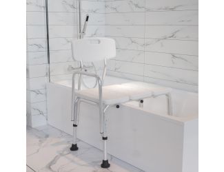 300 Lb. Capacity Adjustable White Bath & Shower Medical Transfer Bench