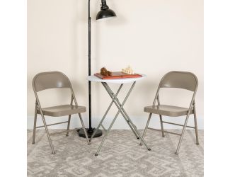 2 Pack Double Braced Gray Metal Folding Chair - Event Chair - Portable Chair