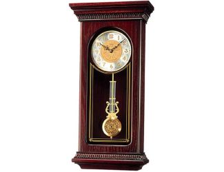 Mahogany Wall Clock w Pendulum & Chime