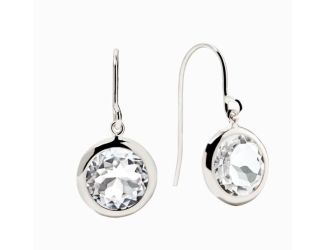 Round White Topaz Earrings