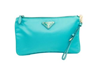 Prada Tessuto Turquoise Nylon Cosmetic Case Wristlet Clutch Bag