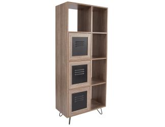 63"H 5 Cube Rustic Storage Organizer Bookcase with Metal Cabinet Doors