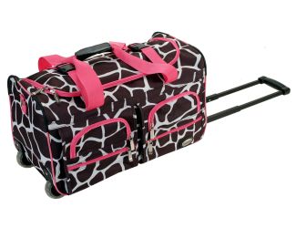22" Rolling Multi-Pocket Duffle - Pink Giraffe