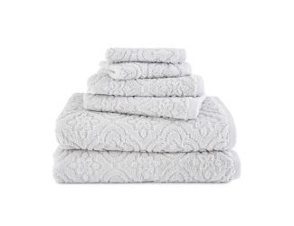 Medallion Textured 6pc Towel Set Harpoon Gray