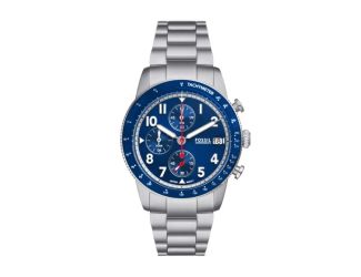 Men's Sport Tourer Chronograph Silver Stainless Steel Watch Blue Dial
