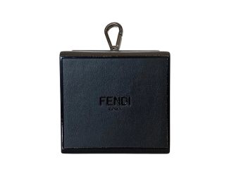 Fendi Roma Mini Box Black Leather Key Ring Charm