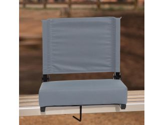 500 lb. Rated Lightweight Stadium Chair-Handle-Padded Seat, Gray