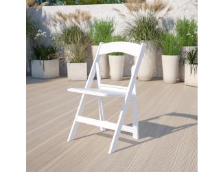 Folding Chair - White Resin - 1000LB Weight Capacity - Vinyl Seat