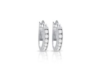 PARIKHS Rhodium Plated CZ Hoop Earrings in 925 Sterling Silver