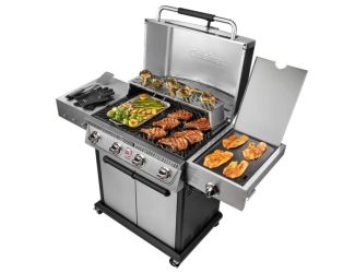 Propel+4 Burner 3-in-1 Gas Grill Griddle & Pizza Oven Black & Stainless Steel