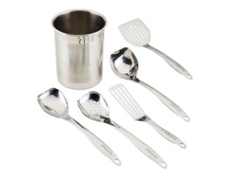 6pc Stainless Steel Kitchen Tools Set w/ Crock
