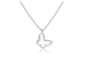 Mother Of Pearl Butterfly Pendant Necklace