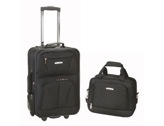 2 pc. Expandable Lightweight Carry-on Luggage Set - Black
