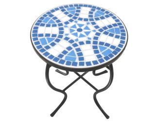 Mosaic Art Collection - Blue Daisy Accent Table - Blue