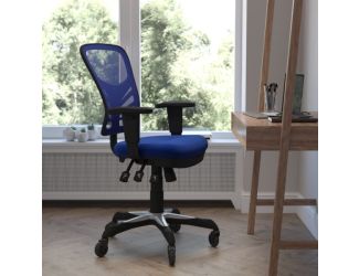 Mid-Back Ergonomic Multifunction Mesh Chair with Polyurethane Wheels-Blue