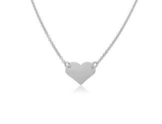 PARIKHS Rhodium Plated High Polished Heart Necklace in 925 Sterling Silver