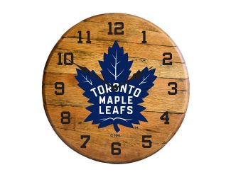 Toronto Maple Leafs Oak Barrel Clock