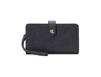 Crosshatch Leather Tech Wristlet Black