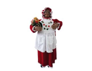 3-Ft. African American Music and Motion Mrs. Claus with Apron, Animated Indoor Christmas Holiday Hom